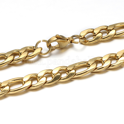 304 Stainless Steel Cuban Link Chain Necklaces and Bracelets Jewelry Sets US-SJEW-O065-B-05G-1