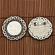 25mm Transparent Glass Cabochons and Flat Round Tibetan Style Brooch Cabochon Settings US-DIY-X0188-AS-NR-4