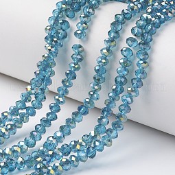 Electroplate Transparent Glass Beads Strands US-EGLA-A034-T6mm-S18