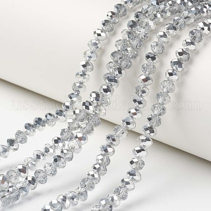 Electroplate Transparent Glass Beads Strands US-EGLA-A034-T4mm-M16-1