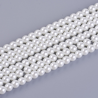 Eco-Friendly Dyed Glass Pearl Round Bead Strands US-HY-A008-6mm-RB001-1