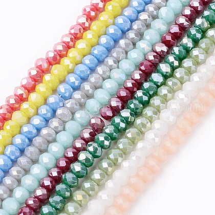 Electroplate Glass Beads Strands US-EGLA-R048-3mm-M2-1