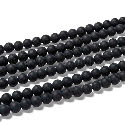 Natural Black Agate Bead Strands US-G-H056-6mm-1