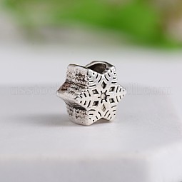 Tibetan Style Snowflake Zinc Alloy European Beads US-X-MPDL-M050-02AS