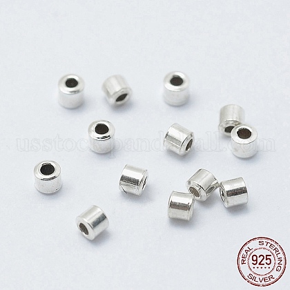 Rhodium Plated 925 Sterling Silver Crimp Beads US-STER-G027-20P-1