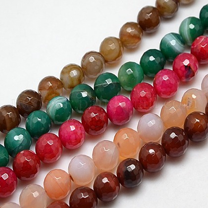 Natural Agate Round Beads Strand US-G-L084-14mm-M-1