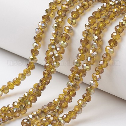 Electroplate Transparent Glass Beads Strands US-EGLA-A034-T6mm-S02-1