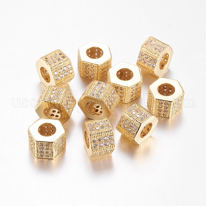 Brass Cubic Zirconia Beads US-ZIRC-F001-124G-1