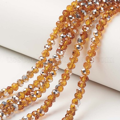 Electroplate Transparent Glass Beads Strands US-EGLA-A034-T10mm-M12-1
