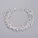 Silver Color Plated Brass Ball Charm Bracelets For Women US-BJEW-BB12451-1