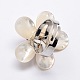 Brass White Pearl Shell Flower Platinum Finger Rings US-RJEW-E022-R07-4