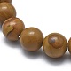 Natural Wood Lace Stone Bead Stretch Bracelets US-BJEW-K212-B-041-3