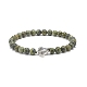 Gemstone Round & Alloy Sea Turtle Beaded Stretch Bracelet for Women US-BJEW-JB08579-3