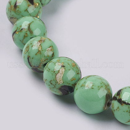 Natural Sea Shell and Synthetic Turquoise Assembled Beaded Stretch Bracelet&nbsp;US-BJEW-P211-02-6mm-2