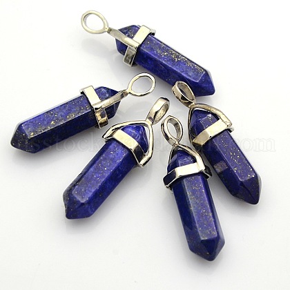 Natural Bullet Lapis Lazuli Double Terminated Pointed Pendants US-G-N0122-06-1