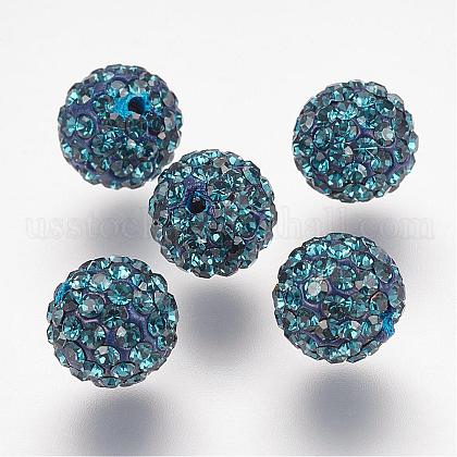 Half Drilled Czech Crystal Rhinestone Pave Disco Ball Beads US-RB-A059-H8mm-PP9-207-1