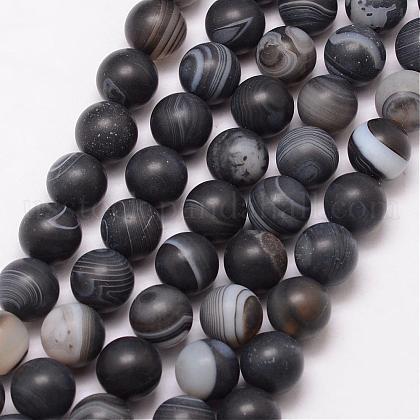 Natural Striped Agate/Banded Agate Bead Strands US-G-K166-12-8mm-03-1