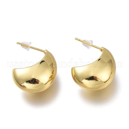 Brass Half Hoop Earrings US-EJEW-H104-18G-1
