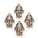 Brass Micro Pave Cubic Zirconia Charms US-ZIRC-E158-01G-1