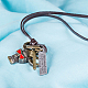 Adjustable Men's Zinc Alloy Pendant and Leather Cord Lariat Necklaces US-NJEW-BB15998-7