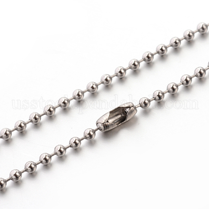 Classic Plain 304 Stainless Steel Mens Womens Ball Chain Necklaces US-STAS-M174-007-1
