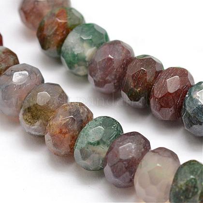 Faceted Natural Indian Agate Rondelle Beads Strands US-G-K090-11-1