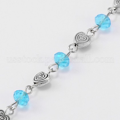 Handmade Rondelle Glass Beads Chains for Necklaces Bracelets Making US-AJEW-JB00078-02-1