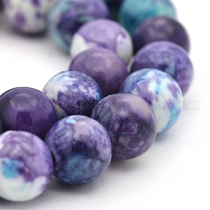 Synthetic Ocean White Jade Round Bead Strands US-G-M165-6mm-01-1