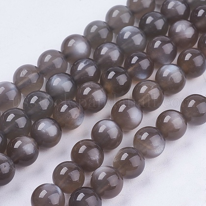 Natural Black Moonstone Beads Strands US-G-J157-8mm-05-1