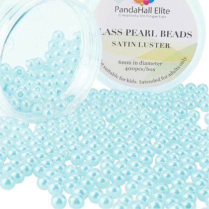 6mm About 400Pcs Glass Pearl Beads Light Cyan Tiny Satin Luster Loose Round Beads in One Box for Jewelry Making US-HY-PH0001-6mm-034-1