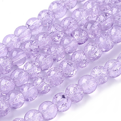 Spray Painted Crackle Glass Beads Strands US-CCG-Q002-6mm-04-1