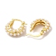 Rack Plating Brass Teardrop Hoop Earrings with Plastic Imitation Pearl Beaded for Women US-EJEW-G342-05G-2