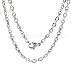 Classic Plain 304 Stainless Steel Mens Womens Cable Chain Necklace Making US-STAS-P045-03P