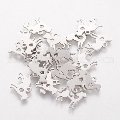 304 Stainless Steel Puppy Silhouette Charms US-STAS-Q201-T086-1