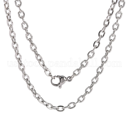 Classic Plain 304 Stainless Steel Mens Womens Cable Chain Necklace Making US-STAS-P045-03P-1
