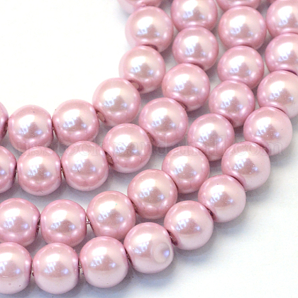 Baking Painted Pearlized Glass Pearl Round Bead Strands US-HY-Q003-6mm-47-1