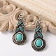 Enthic Oval Rimous Alloy Turquoise Dangle Earrings US-EJEW-JL143-2