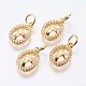 Brass Micro Pave Cubic Zirconia Charms US-RB-I077-23G-RS-1