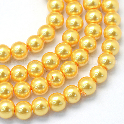Baking Painted Pearlized Glass Pearl Round Bead Strands US-HY-Q003-6mm-56-1