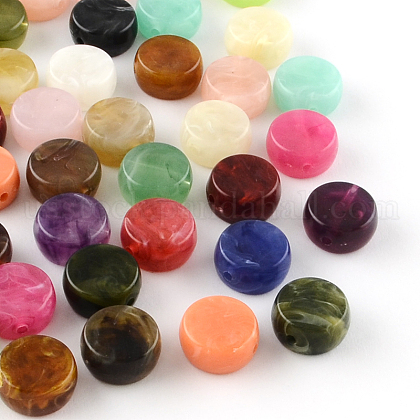 Flat Round Imitation Gemstone Acrylic Beads US-OACR-R050-M-1
