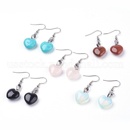 Natural & Synthetic Mixed Gemstone Dangle Earrings US-EJEW-JE02730-1