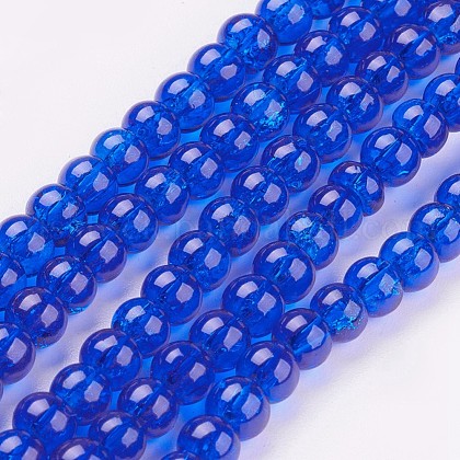 Spray Painted Crackle Glass Beads Strands US-CCG-Q001-4mm-14-1