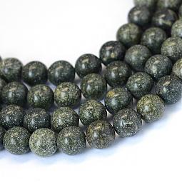 Natural Serpentine/Green Lace Stone Round Bead Strands US-G-E334-8mm-14
