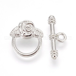 Alloy Rose Flower Ring Toggle Clasps US-PALLOY-J577-20P