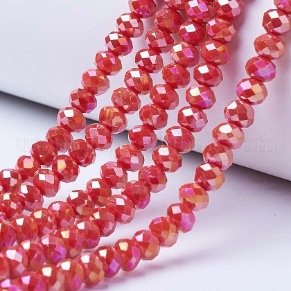 Electroplate Glass Beads Strands US-EGLA-A034-P4mm-B06-1