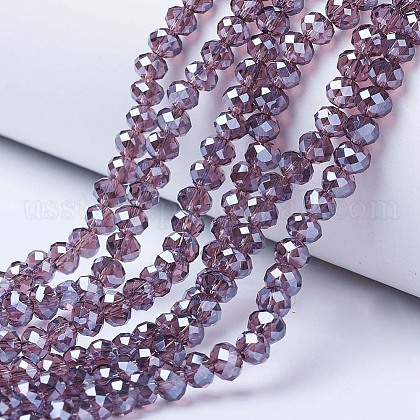 Electroplate Glass Beads Strands US-EGLA-A034-T8mm-A05-1