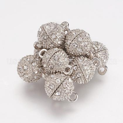 Alloy Rhinestone Magnetic Clasps with Loops US-RB-H116-2-N-1