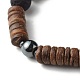 Natural Coconut Rondelle Beads Stretch Bracelet for Men Women US-BJEW-JB06771-01-5