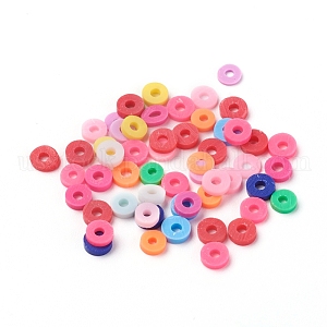 Handmade Polymer Clay Beads, Disc/Flat Round, Heishi Beads, Pink, 4x1mm,  Hole: 1mm, about 380~400pcs/strand, 17.7 inch