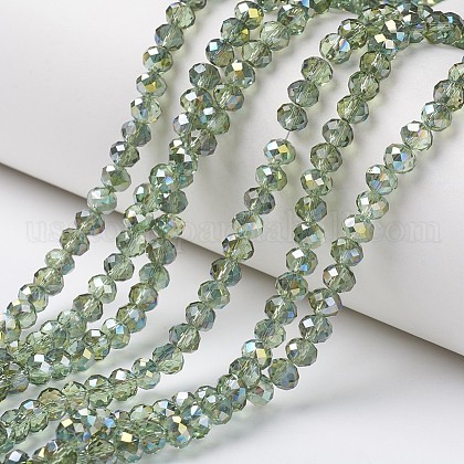 Electroplate Transparent Glass Beads Strands US-EGLA-A034-T8mm-S11-1
